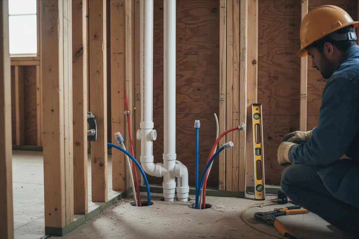 Drain and supply rough-in during Sump Pump Repair in Everson